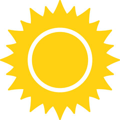 Vector cartoon sun icon. Shining light rays. Summer Isolated vector illustration.