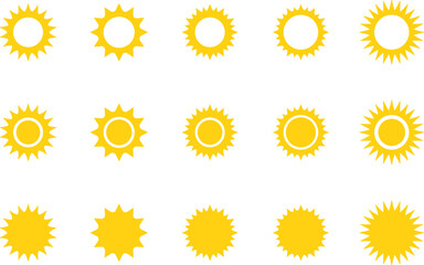 Vector cartoon sun icon. Shining light rays. Summer Isolated vector illustration.