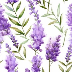 Watercolor Painting of Purple Flowers on White Background