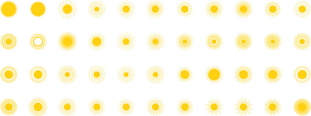 Vector cartoon sun icon. Shining light rays. Summer Isolated vector illustration.