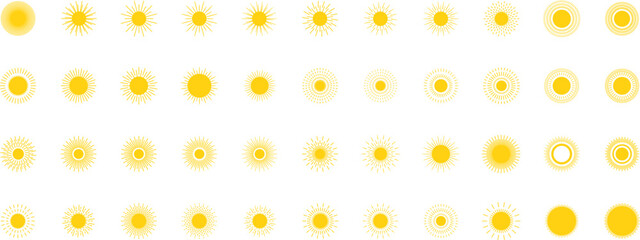 Vector cartoon sun icon. Shining light rays. Summer Isolated vector illustration.