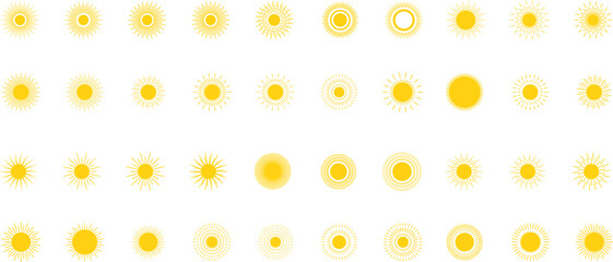 Vector cartoon sun icon. Shining light rays. Summer Isolated vector illustration.