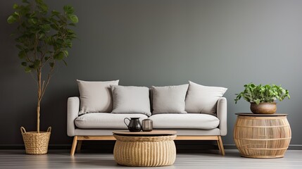 Cozy living room coffee table. Generative AI