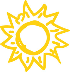 Vector cartoon sun icon. Shining light rays. Summer Isolated vector illustration.