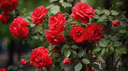 Garden red roses.. Generative AI