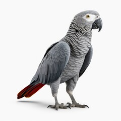 Obraz premium Photo of grey parrot isolated on white background