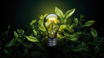 Green Energy Lightbulb. Generative AI