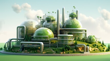 Green Hydrogen factory concept. Generative AI - obrazy, fototapety, plakaty