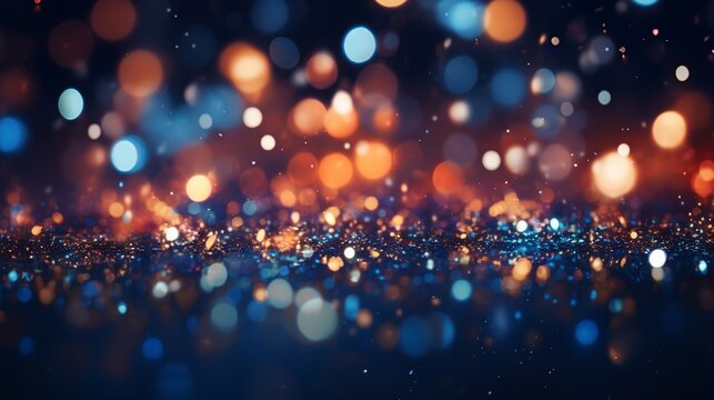 Blue luxury background with golden line decoration and curve light effect with bokeh elements. © haizah