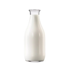 Milk bottle mockup on transparent background. Generative ai design art.
