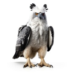 Photo of harpy eagle isolated on white background - obrazy, fototapety, plakaty