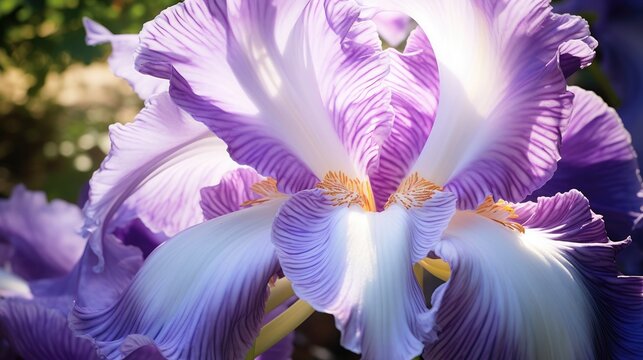 Purple iris close-up.. Generative AI