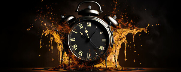 Magical Black Clock With Fire Effect Magical Background , Generative ai
