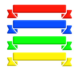 Ribbons set isolated on transparent background. Red, green, blue and yellow.