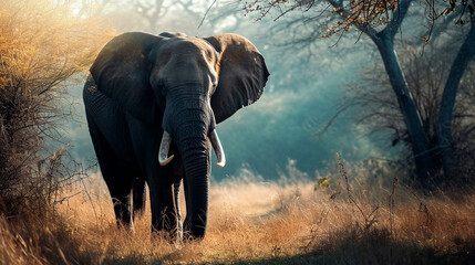 Obraz premium Indian elephant in nature. Selective focus.