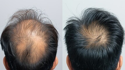 Before and After Hair Transplant Results on Male Patient. - obrazy, fototapety, plakaty