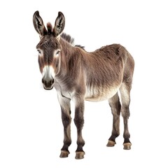 Donkey in natural pose isolated on white background, photo realistic