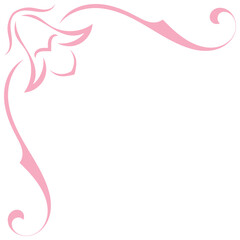 Pink vintage corner, thin line Victorian Middle Ages Fancy black monogram frames, design elements collection, abstract icons, simple symbols of flowers.