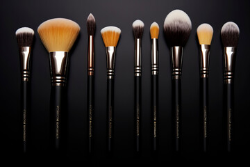 A variety of makeup brushes. Generative AI