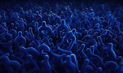 Obraz premium A large group of blue people standing in a field. Generative AI.
