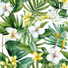 Watercolor Painting of White and Yellow Flowers