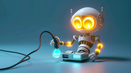 Cartoon light bulb robot