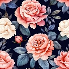 Flowers on Blue Background Pattern - Seamless Floral Design for Various Creative Projects