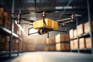 Drone delivery package parcel services. Tech integration data protection and security transport flight. Global positioning systems efficient air navigation,sustainable and secure future of logistics