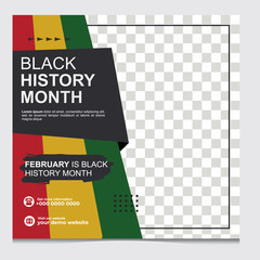 Vector illustration of of black history month social media post. Celebrating black history month.