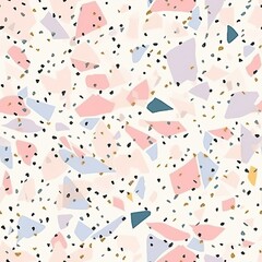 Seamless Pattern, Pink, Blue, and Yellow Shapes on a White Background