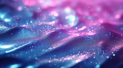 Bright abstract holographic background of red, blue, orange, pink colors in the form of waves. The shiny texture of the sequins. Festive background. A greeting card. - obrazy, fototapety, plakaty