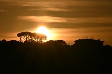 Fototapeta na wymiar silhouette of a sunset