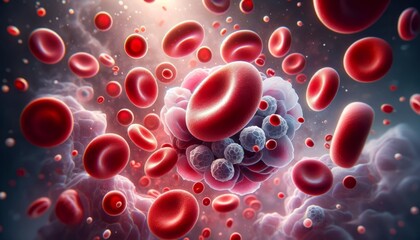Detailed 3D Illustration of Blood Cells and Platelets