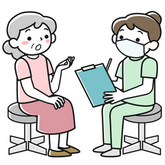 問診を受ける高齢女性