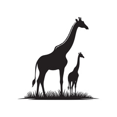 Whispers of Wilderness: Giraffe Silhouettes Echoing the Tales of Untamed Savannah Secrets - Giraffe Illustration - Giraffe Vector
