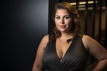 Fototapeta premium Elegant Plus-Size Woman in Evening Dress Portrait