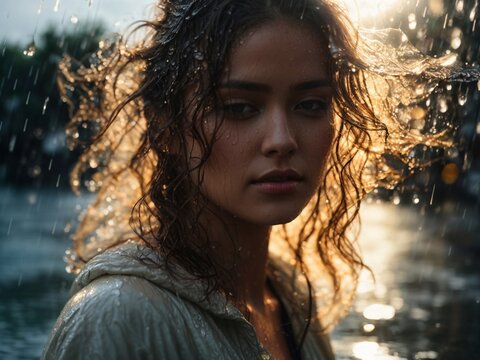 portrait of a woman in the rain