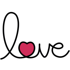 love text. Calligraphy. Typographic. Vector. Ready to use. Easy to customize.