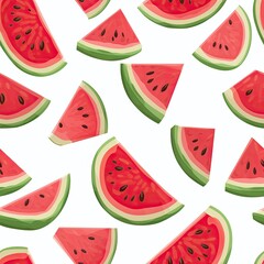 Assorted Watermelon Slices on White - Fresh, Sweet, and Juicy Fruit Photo