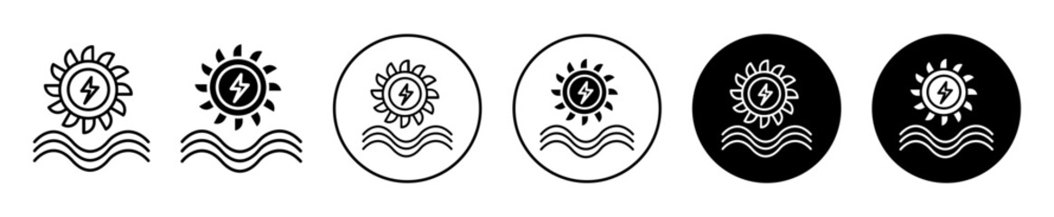 hydropower symbol icon sign collection in white and black
