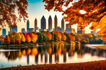 Rolgordijnen Atlanta, Georgia, USA Piedmont Park skyline in autumn. © Muhammad