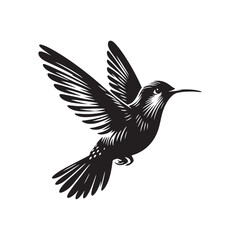 Tranquil Twilight: Humming Bird Silhouette Series, a Tranquil Dance Silhouetted Against the Serene Twilight Sky - Humming Bird Illustration - Humming Bird Vector
