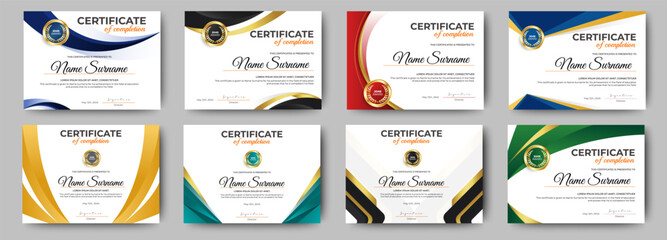
Certificates of appreciation template design with luxury badge. For award, business, and education needs. Diploma vector template
