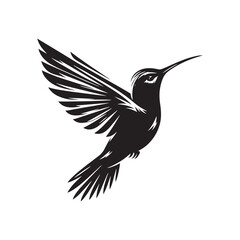 Celestial Choreography: Humming Bird Silhouettes Performing an Aerial Ballet Under the Celestial Canopy - Humming Bird Silhouette - Humming Bird Illustration - Humming Bird Vector
