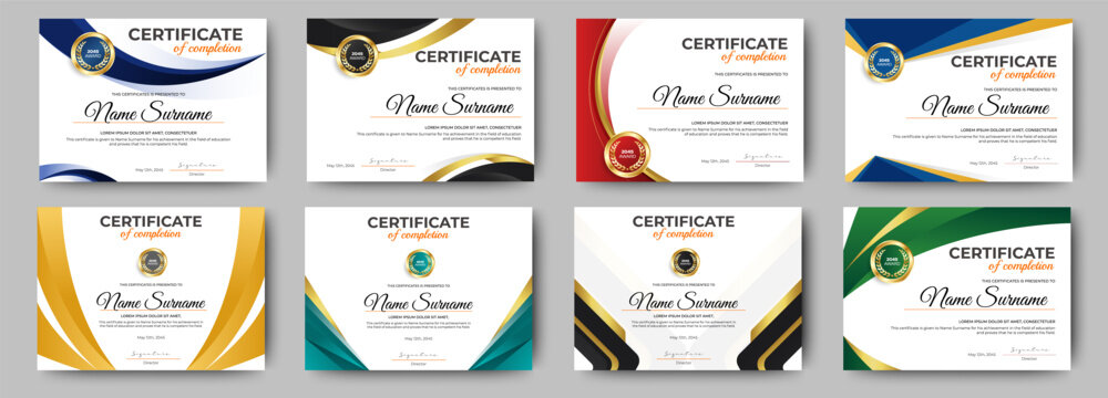 
Certificates of appreciation template design with luxury badge. For award, business, and education needs. Diploma vector template