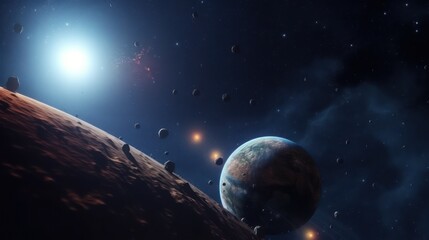 Starry sky with planets. Generative AI