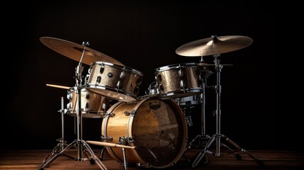 drum kit isolated on black. Generative AI