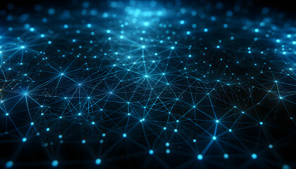 Cybernetic web of blue, glowing connectivity on black.
Generative AI.