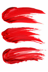 Lipstick strokes isolate on a white background. Selective focus.