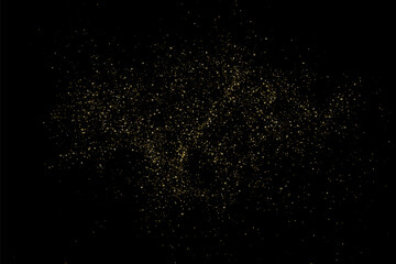 Fototapeta na wymiar Gold light pattern texture on black backdrop. Abstract starlight. Yellow glitter background. Golden Explosion of Confetti. Vector illustration. 